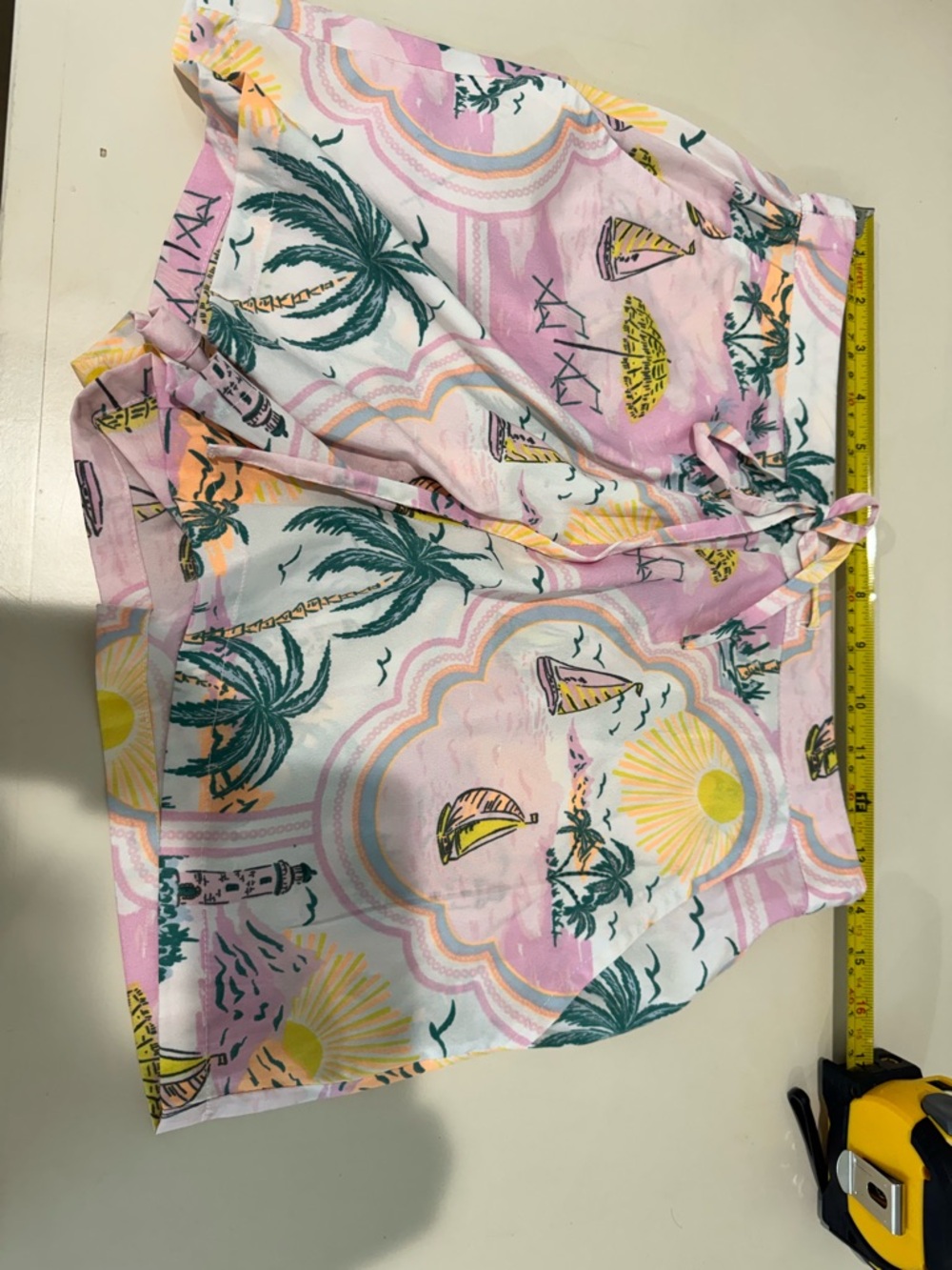 Pink Tropical Print Drawstring Shorts and shirt set
